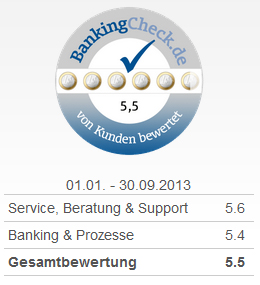 BankingCheck Award 2013 - Bester Online-Broker 2013